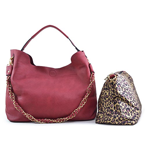 Dasein 2-in-1 Faux Leather Hobo with Organizer Bag - Red