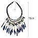 SUMAJU Fancy Feather Pendant Statement Necklace, Women's Multi Layers Tribal Bib Leaf Rope Chain Chunky Collar African Necklace Jewelry