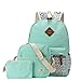 Veenajo Casual Lightweight Cute Dot Canvas Laptop Bag Shoulder Bag School Backpack for Teen(Light Green)