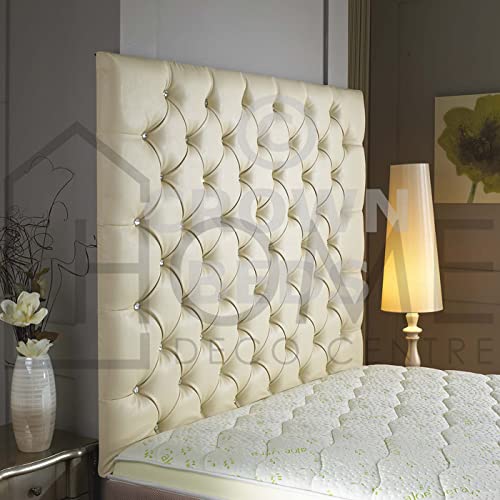 CROWN WALL DIAMANTE LEATHER HEADBOARD IN 2FT6,3FT,4FT,4FT6,5FT,6FT! (cream, 6ft (Super Kingsize) 44'' Diamante)
