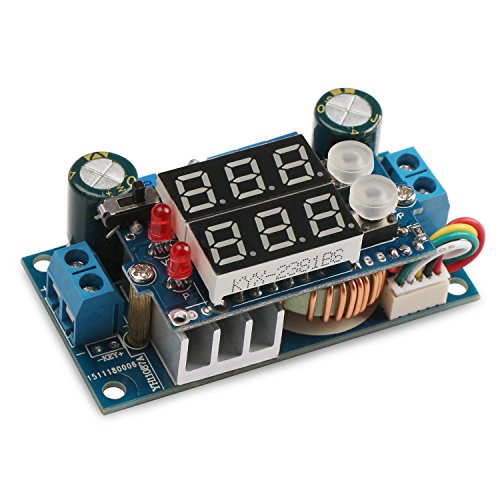 5A Buck Converter, DROK Voltage Regulator Board DC 6-36V Down to 1.25-32V 5A CC CV MPPT Solar Controller Module 24v to 12v 5v for Car Power Supply