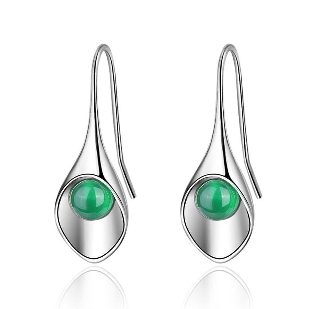 Boowhol Agate Earrings - Female Long Temperament Ear Hook Jewelry 925