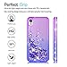 Wallme Moto E6 Case,Moto E 6th Gen Case with HD Screen Protector[2 Pack],Glitter Diamond Hearts Flowing Sparkle Bing Girls/Women Protective Phone Case for Motorola Moto E6(Purple/Blue)