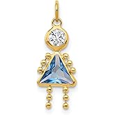 Auriga Fine Jewelry 14K Yellow Gold January to December Month Boy and Girl Birthstone Charm Pendant Necklace or Bracelet (L- 20 mm/0.79 Inch, W- 10 mm/0.4 Inch)
