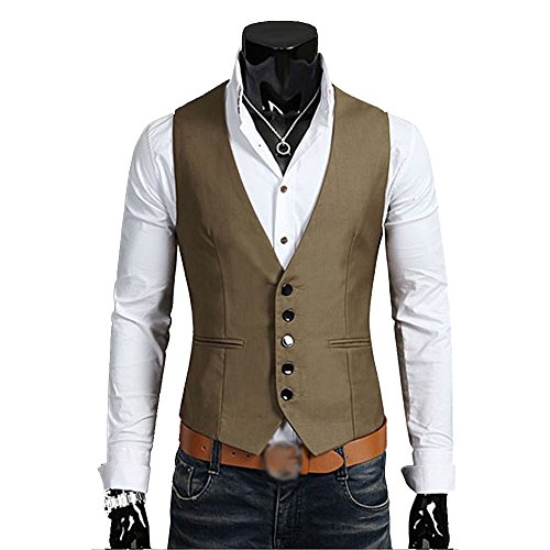 Mage male men s casual slim fit v-neck 5-button formal …