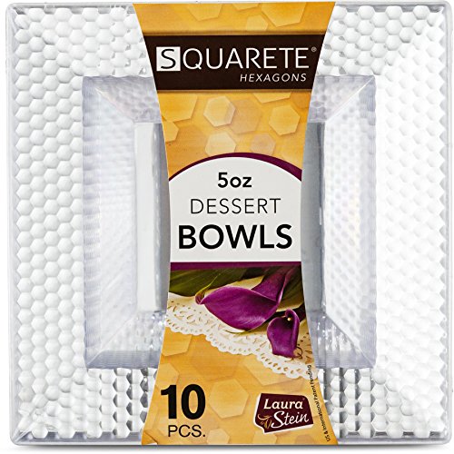 Squarete Hexagons Crystal Clear Hard Plastic Elegant Disposable 5 Oz Dessert Bowls 1 Pack Of 10 Bowls Per Pack