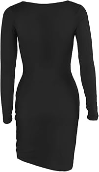 white ribbed long sleeve ruched bodycon dress