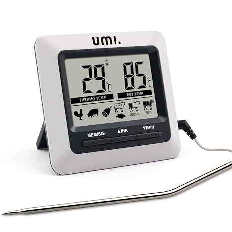 Amazon Marke: Umi. Essentials Digital Bratenthermometer Grillthermometer Ofenthermometer Fleischthermometer mit Countdown Tim