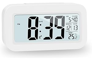 KAIJIELY Upgraded Digital Alarm Clock, 4.3" LED Display with Temperature Larger Lound Light Control Portable Snooze Calendar 