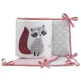 Lambs & Ivy Little Woodland Fox 4 Piece Crib Bumper, Pink/White
