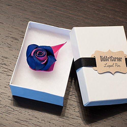 Taffy Pink and Ultramarine Blue Rose Lapel Pin Boutonniere
