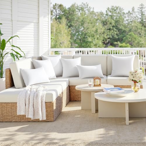 MIULEE 12x20 Outdoor Pillows,Set of 2 Throw Pillows Waterproof,Soft Support Throw Inserts Decorative Water Resistant for Patio Furniture and Garden