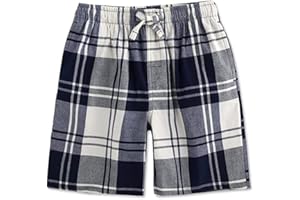 TINFL 15-18+ Years Youth Big Boys Plaid Check Soft 100% Cotton Sleep Lounge Shorts Pajama Pants