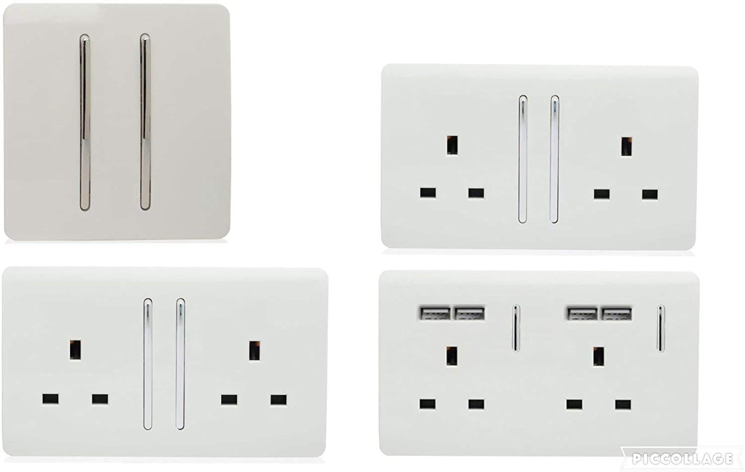 Trendi Switch Artistic Modern Glossy Switches & Sockets Dining Room Trade/Multi Buy Room Pack in White