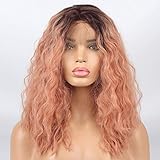 Life Diaries Short Bob Lace Front Wig Synthetic 2 Tones Auburn Ombre Dark Roots to Auburn Wig Glueless Wave Hair Heat Resistant Fibers Middle Parting Shoulder Length Hair Wave Short Bob Wigs 14Inch