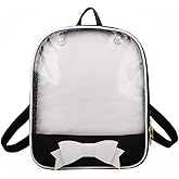AlwaySky Ita Backpack - Cute Candy Summer Beach Bag with Bowknot and Transparent Windows for DIY Decors Black & White