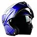 ILM Motorcycle Helmets Modular Dual Visor Flip-up Full Face Street Bike Racing Helmet DOT 5 Colors Model 808 (M, Blue)