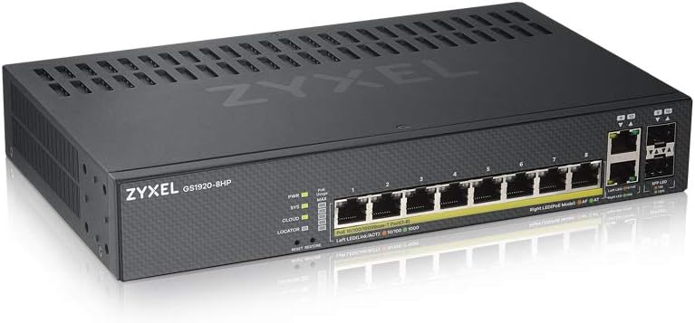 Zyxel 8 Port PoE Switch Smart Managed 130W 8x GbE PoE+ 2x SFP Nebula