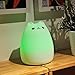 Umiwe Cute Kitty LED Children Night Light Kids Silicone Cat Lamp 7-Color Flashing USB Rechargeable Lighting, Warm White Light
