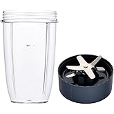 Upgrade Blender Cup and Blade Fit for Nutribullet 600w/900w, Replacement Parts 24oz Cup and Extractor Blade, Blender Accessories (2 Pcs)