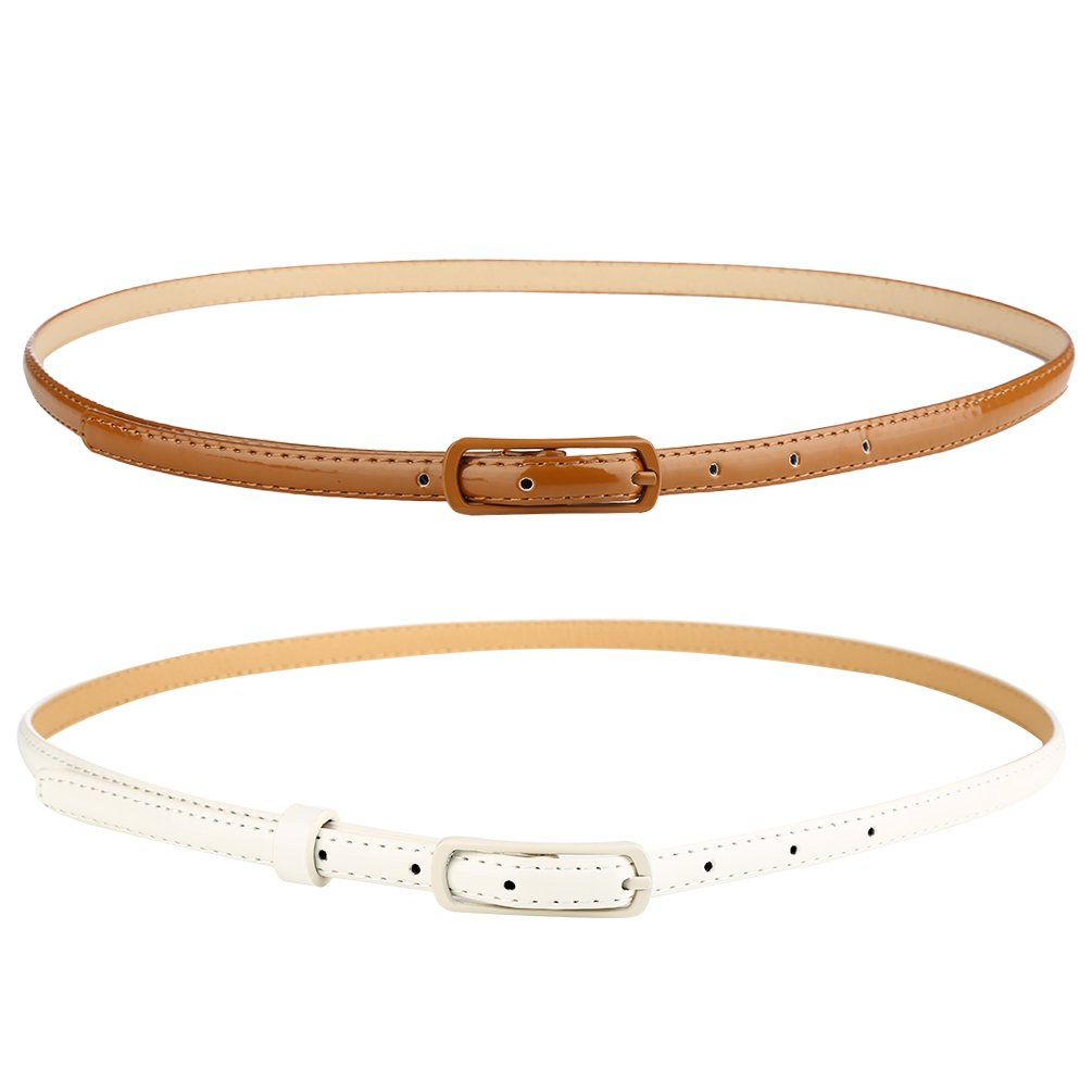VBIGER Femmes Ceinture Fine Élégant en Cuir PU Ceinture Réglable Pour Les Robe Chemisier Jupe, 2 Pcs
