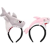 Garneck 2pcs Plush Shark Headband Cute Sea Animal Headwear Cosplay Costume Accessories for Shark Themed Halloween Birthday Dress Up Party
