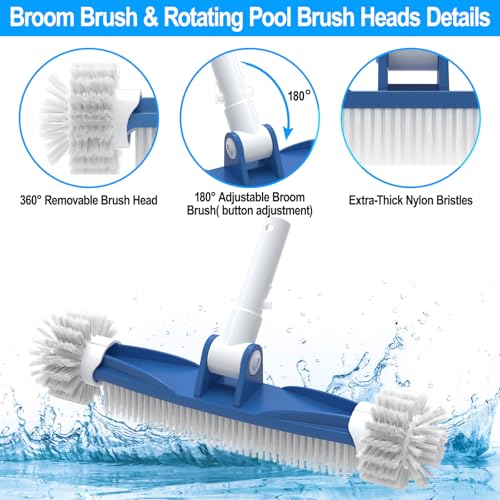 S-Union 2026 Manual Pool Cleaner, Brush & Skimmer Net Cleaning Kit, Portable Cleaning for Small Pools, Spa, Ja-Cuzzi, Hot Tub