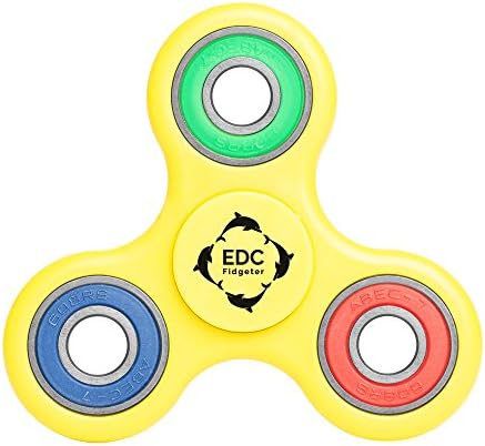 EDC Fidgeter Yellow Fidget Spinner Prime Quality. Cool Rainbow Hand &amp; Finger Spinner. Stress Toy For Anxiety, Autism &amp; ADHD. Best Cheap Tri Figit Spinner. Ceramic Figet For Fidgeting