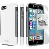 iPhone 7 Case, (White Gray) Dual-Layer Inspire SaharaCase Protective Kit Bundle with [ZeroDamage Tempered Glass Screen Protector] Slim Fit [ Shockproof Bumper] Rugged Protection