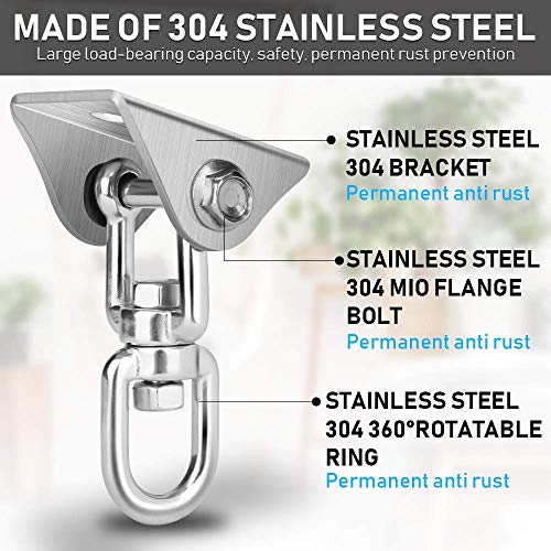 Molbory Deckenhaken Hängesessel, 500KG Kapazität Edelstahl Deckenhaken 360° Dreh Schaukelhaken für Betonholz, Hängematte… – Bild 6