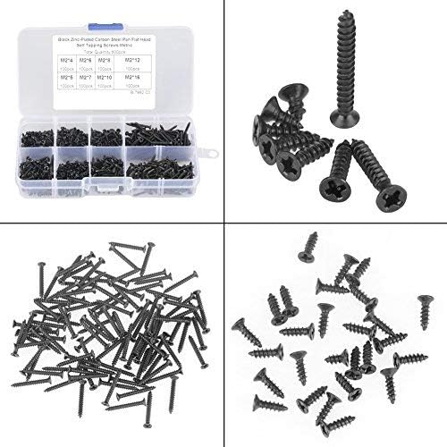 800 Pieces M2 Self Tapping Screws Black Carbon Steel Countersunk Flat Head Cross Drive Fastener Assortment Kit for Electronics - Image 4