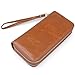 Jack&Chris Women's Large Capacity Leather Wallet Clutch with Wristlet Strap, WBXH050 (Brown)