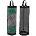 LINEVI Bag Holder for Plastic Bags, 2 Pcs Polyester Grocery Bag Holder Plastic Dispenser Foldable Breathable Washable Hanging Mesh Garbage Bag Organizer for Kitchen Plastic Bag Storage (Black)