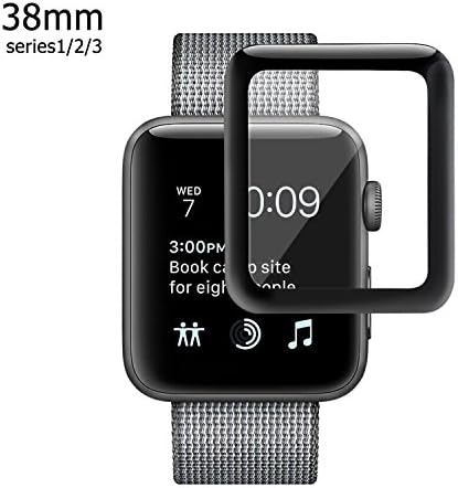 Apple Watch 38mm 3D Screen Protector (Series 1, Series 2, Series 3), Atill Tempered Glass Screen Protector [Anti-scratch] [Bubble-free] for Apple iWatch [1 Pack, Black]