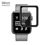 Apple Watch 38mm 3D Screen Protector (Series 1, Series 2, Series 3), Atill Tempered Glass Screen Protector [Anti-scratch] [Bubble-free] for Apple iWatch [1 Pack, Black]