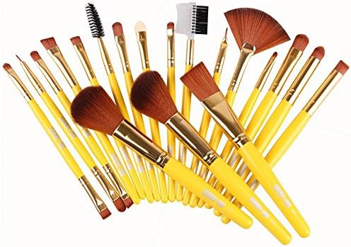 Pro Makeup 19pcs Brushes Set Powder Foundation Eyeshadow Eyeliner Lip Brush Tool (Yellow)
