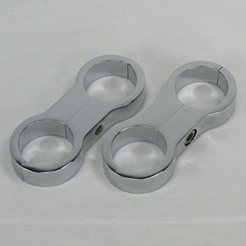 Chrome Billet Aluminum Oil V-Cooler Clamps Mounts FITS 1-1/8" Downtubes - Harley Motorcycle Custom Chopper Bobber