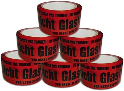 Versando 6PVG50 66 6 Rolls of Parcel Tape Handle with Care Glass VG Loud, red/Black
