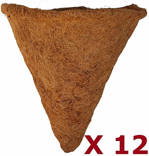 TOPIARY ART WORKS 14" Cone Shaped Coco Moss Liner - 15" Deep - Pack of 12 Liners