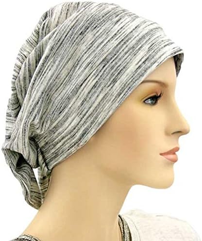 Hats for You Women's Chemo Cap with Removable Bow - Grey Lines