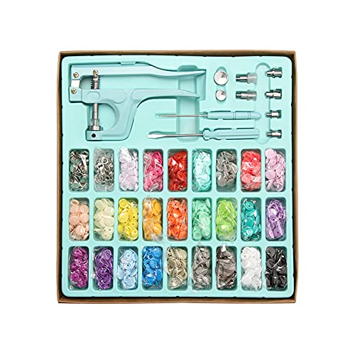 Hopbucan Snap Fasteners Button with Pliers Tool, Plastic Metal Snaps No-Sew Buttons for Clothes, Wallets and Sewing Blue