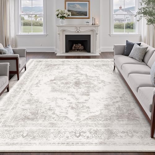 HUGEAR Grau Vintage Teppich Wohnzimmer 180x270cm Waschbar