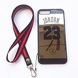 iPhone 7 Plus and 8 Plus Jordan 23 Case,Wellfun Reflective Mirror Case Jumpman Cover with Soft Neck Lanyard.Shockproof Resistant Case for iPhone 7 Plus and 8 Plus Case 5.5 Inch. (Black)