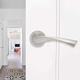 Probrico Brushed Nickel Door Lever Handle Set on Rose Internal Wood Interior view 3