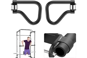 SELEWARE Solid Dip Bar Attachment for 2" x 2" or 3" x 3" with 1", 1/2" or 5/8" Hole Power Cage Squat Rack, Set of 2 Dip Bar Muti-Grip Handles for Strength Training, Double Welding Design