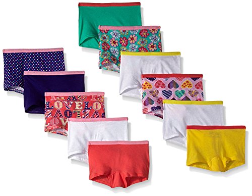 Fruit of the Loom Girls 11Pack Assorted Cotton Boy Shorts Panties, 14