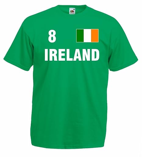 world-of-shirt Herren T-Shirt Irland/Ireland Trikot Fan Shirt Nr.8