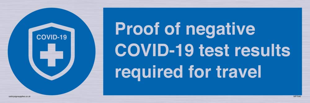 Proof of negative COVID-19 test results required for travel