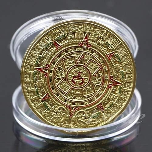 Truteraa - Coin Gold Silver Plated Mayan Aztec Prophecy Calendar Commemorative Coin Art Collection Gift [Gold]