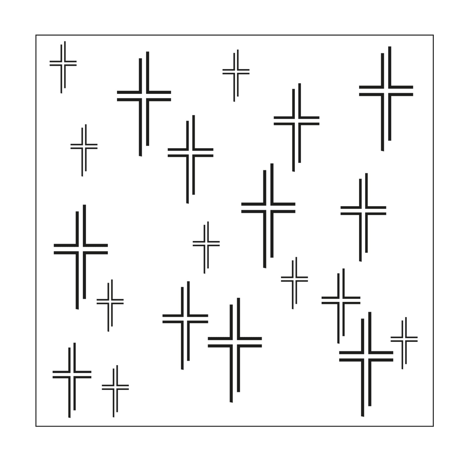 Vaessen Creative Craft Stencil, Holy Crosses, for Adding Colourful Patterns and Texture to Papercraft Projects, White, 15 x 15 cm